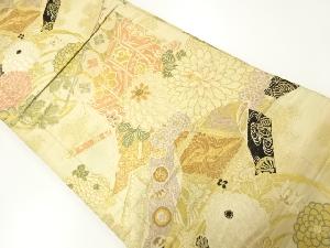 アンティーク　几帳に菊模様織出し丸帯（材料）